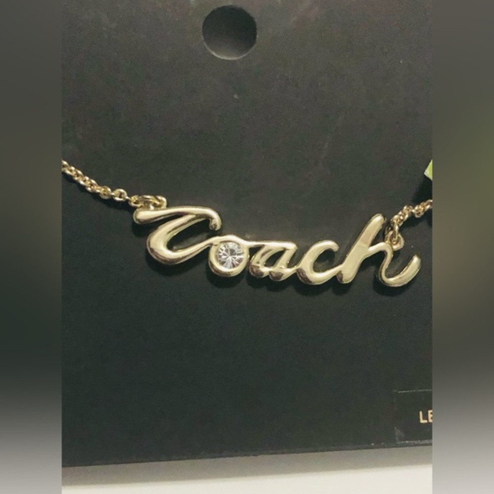 Coach Logo Script gold plated monogram Necklace brand new - Picture 9 of 10